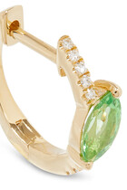 Marquise Diamond & Green Garnet Single Hoop Earring